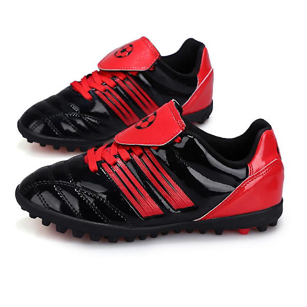 Pojkar Fotbollsskor Spikes Fotbollsskor för ungdomar Ankelstövlar Atletisk Sneaker 3C26005 BlackRed 38