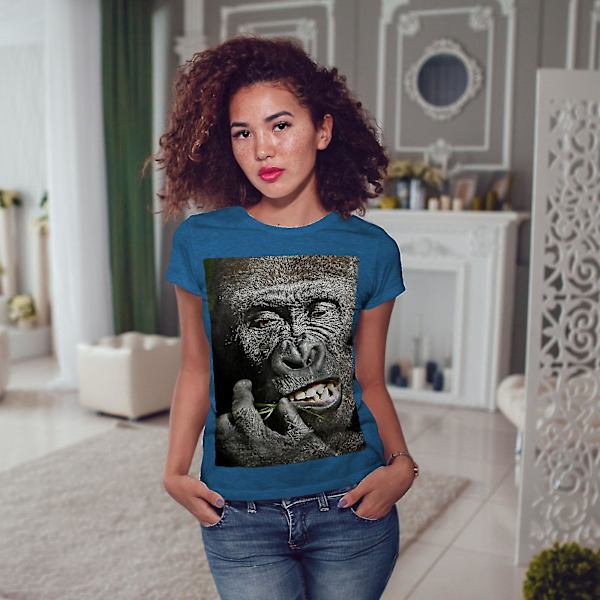 Monkey Face Photo Kvinnlig T-shirt M