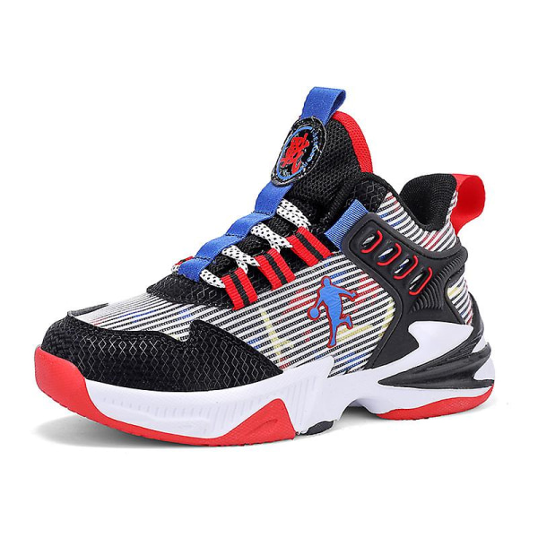 Basketskor för pojkar Mode Halkfria sneakers Sportskor som andas 3B2330 BlackRed 34