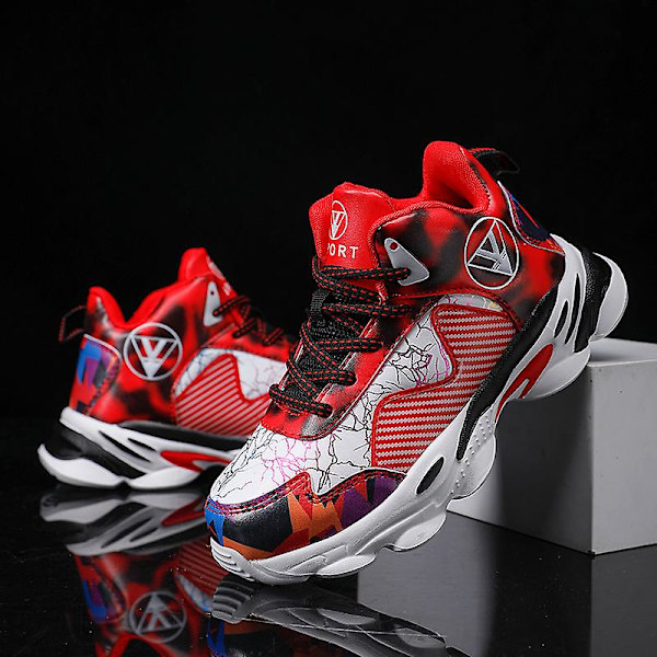 Barn basketskor Mode halkfria sneakers Andas sportskor 100 Red 34