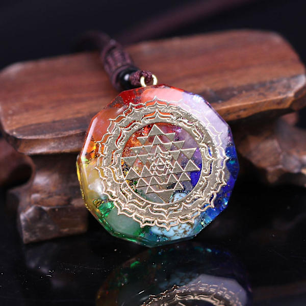 2x Orgone hänge Sri Yantra Halsband Heligt Reiki Halsband Emp Protection Present För Kvinnor Män Eller Barn