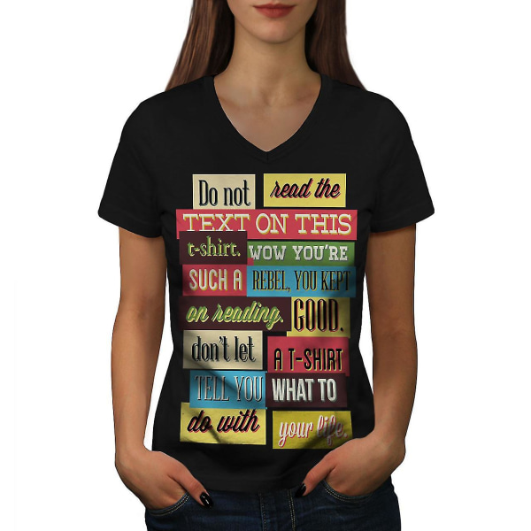 Läs inte text Rolig kvinnor svart t-shirt M