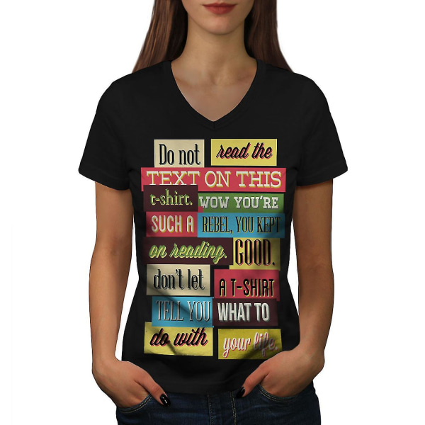 Läs inte text Rolig kvinnor svart t-shirt XXL