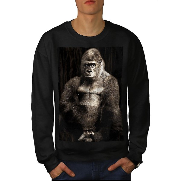 Wild Animal Monkeys Men Blacksweatshirt S