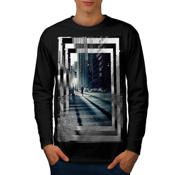 Night Street City män svart långärmad T-shirt 3XL