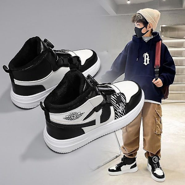 Sneakers för barn Löparskor med vridknapp Mode Pojkar Flickor Sportskor 2Lz708 BlackWhite 34