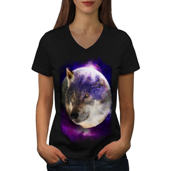 Moon Animal Wolf T-shirt för kvinnor M