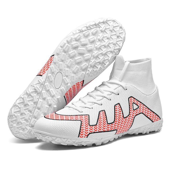 Fotbollsskor för män Halkfria fotbollsskor Klossar Gräs Fotbollssneakers T22166A White 38