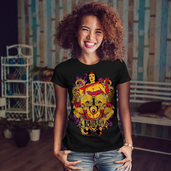 Girl Naken Hot Skull Women Blackt-shirt | Wellcoda M