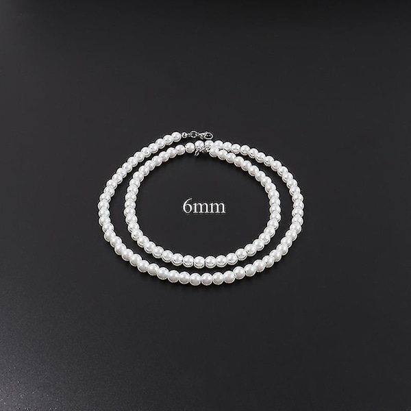 2022 New Fashion Imitation Pearl Herrhalsband Enkel Klassisk Bredd 6/8 50cm 8mm