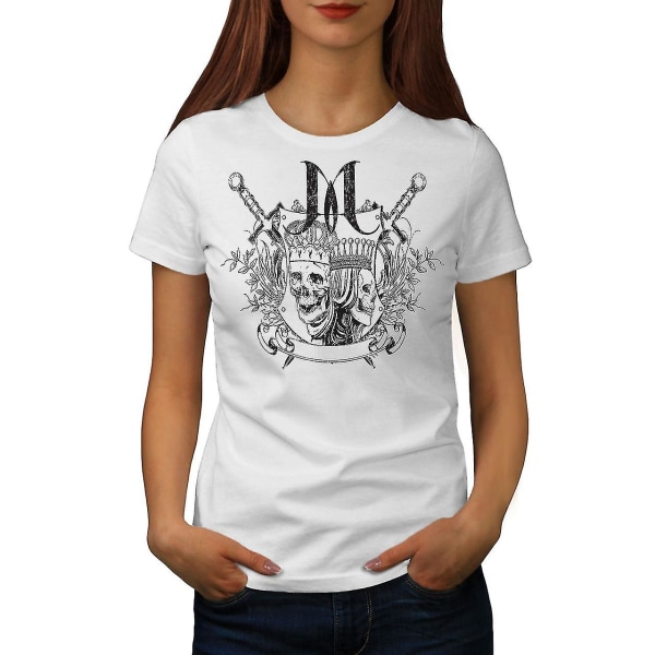 Royal King Queen Skull Whitet-shirt för kvinnor 3XL