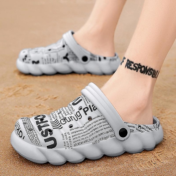 Herrtofflor Flower Graffiti New Hole Shoes 1G15372 Gray 41