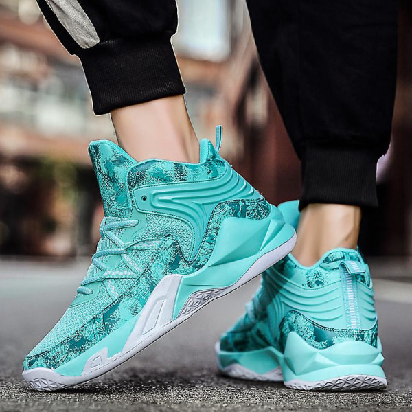 Basketskor för män Mode Dam Sneakers Andas Sportskor 3A693 Cyan 41