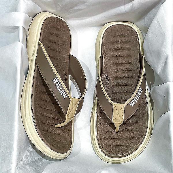 Herrflip-flops stringtrosor Sandaler Komforttofflor för stranden 3C8128 Khaki 42