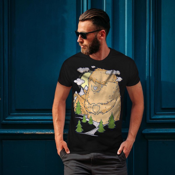 Söt Monster Hill Men Blackt-shirt | Wellcoda XL