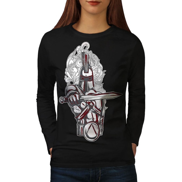Knight Spartan Fantasy Women Blacklong Sleeve T-shirt XL