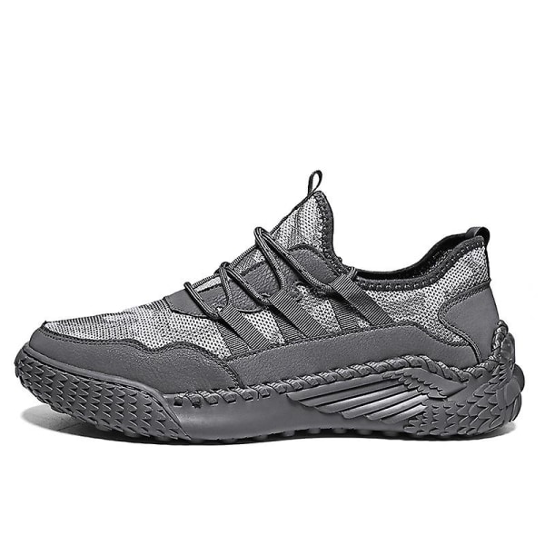 Promenadskor för män Andas Flying Woven Mesh joggingskor Halkfria sneakers 3C9902 Gray 41