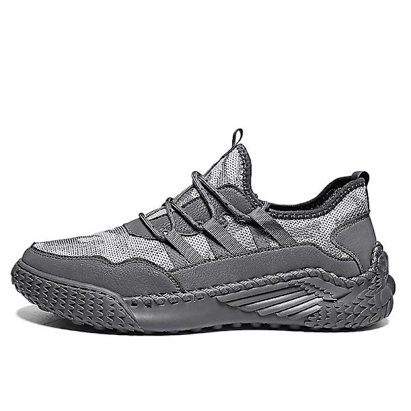 Promenadskor för män Andas Flying Woven Mesh joggingskor Halkfria sneakers 3C9902 Gray 43