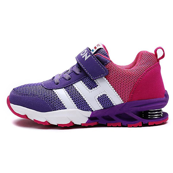 Barn Sneakers Pojkar Basketskor Halkfria Kid Sportskor 3B639 Purple 34