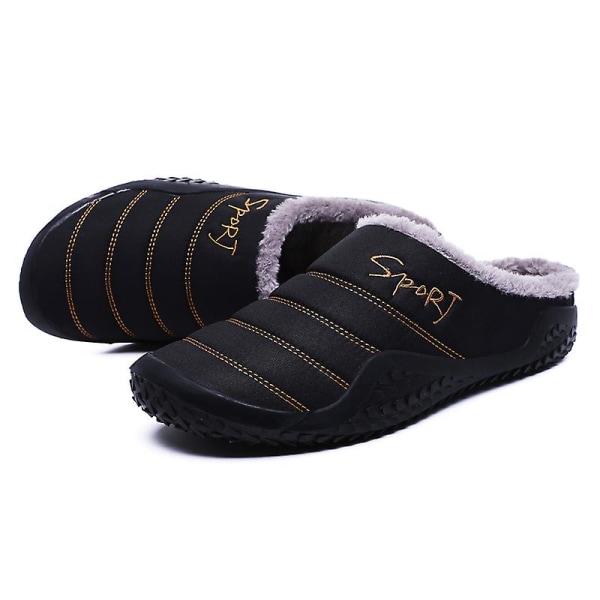 Herrtofflor varma vinterskor för kvinnor inomhushus Slip on med bomull utomhus 2Kl566 Black 39
