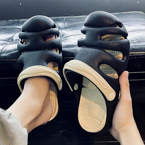 Strandtofflor för män Modesandaler Utomhus Halkfria inomhusskor 3B7949 Black 42-43