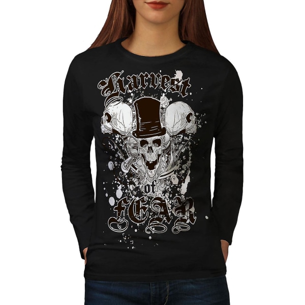 Harvest Fear Death Women Blacklong Sleeve T-shirt L