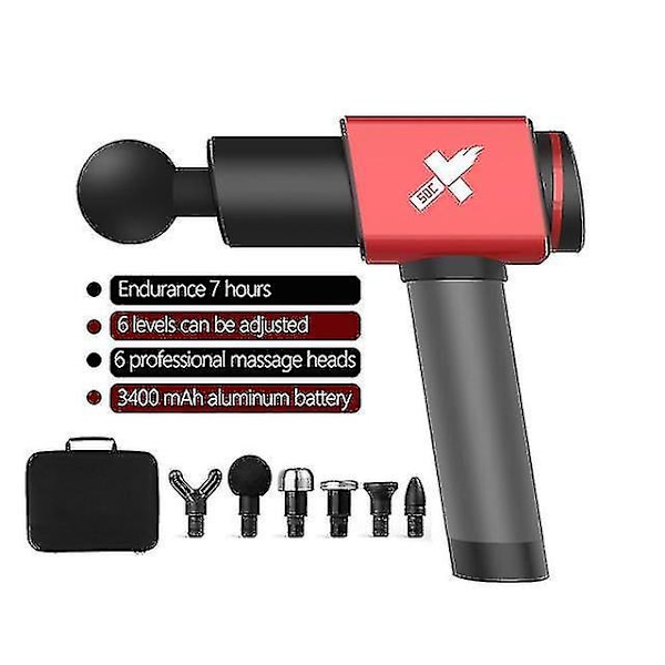 Supertyst massagepistol Muskelkropp Relax Massageapparat Sladdlös elektrisk handhållen Fitness Tools Vibrerande Fascia Gym Red Us plug