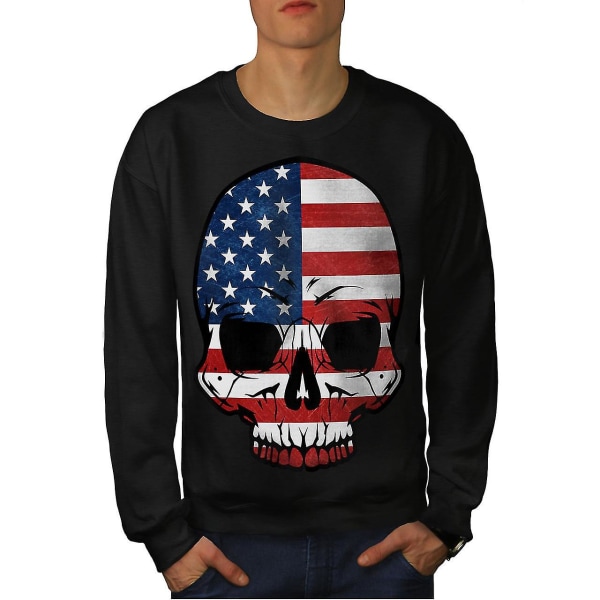 Skull Goth Flag Death Usa Men Blacksweatshirt XL