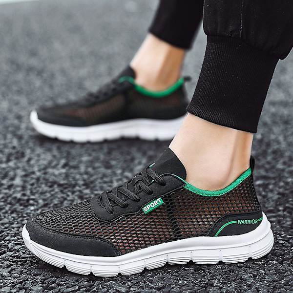 Män Skor Höst Soft Loafers Skor Lättvikt Billiga Mesh Casual Herr Sneakers 2G8928-1 Black 44
