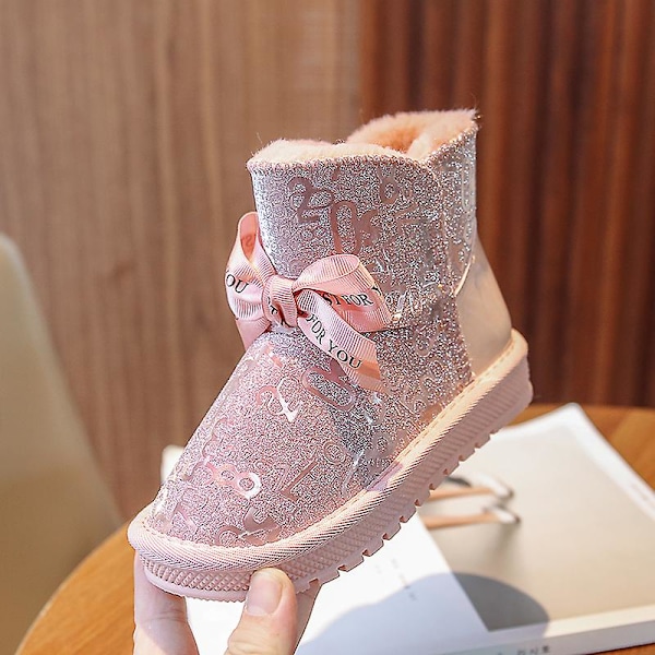Flickor Vinter snökängor Skor Anti-halk Casual Lätt bomullsskor Xx2233 Pink 34