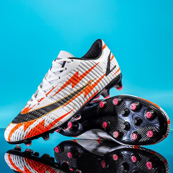 Fotbollsskor för män Halkfria fotbollsskor för herr Gräs Fotbollssneakers X916 WhiteOrange 41