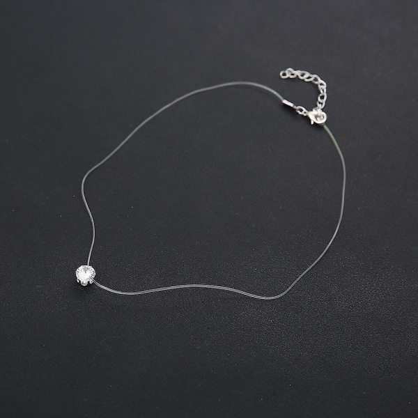 Osynlig kristall strass hänge halsband dam zirkon nyckelben kedja enkelt halsband