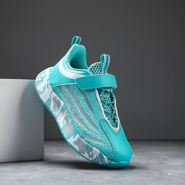 Barn Sneakers Pojkar Basketskor Halkfria Kid Sportskor 3B9018 Cyan 30