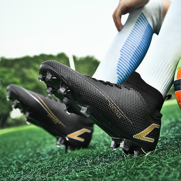 Fotbollsskor för män Fotbollsskor med hög ankel för vuxna Grästräning Sport Skor Sneakers 2Jz80A Black 40
