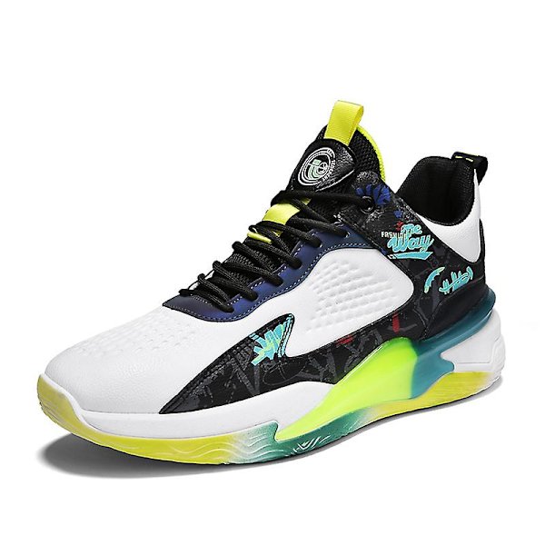 Basketskor för män Mode Halkfria Sneakers Andas Sportskor Yj993 WhiteGreen 41