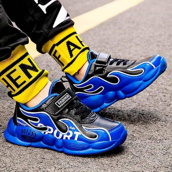 Pojkar Flickor Sneakers Andas löparskor Mode Sportskor för barn 2La02-1 BlackBlue 34