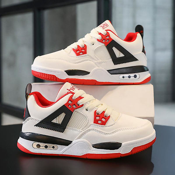 Barn Sneakers Andas Pojkar Flickor Skateboard Skor Löparskor Yj999 WhiteRed 34
