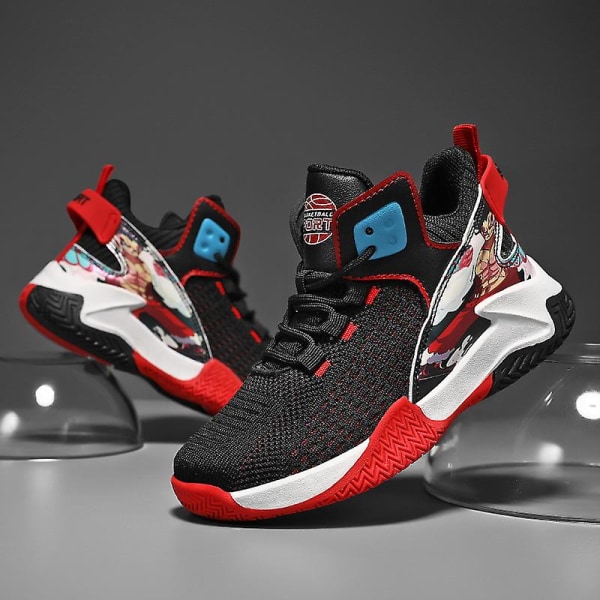Basketskor för barn Andas Sneakers Löparskor för pojkar 2236 BlackRed 39
