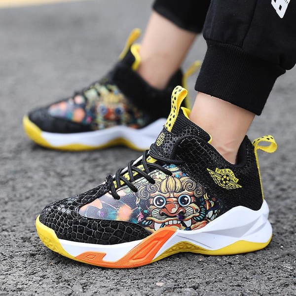 Sneakers för barn Andas Pojkar Flickor Löparskor Mode Sportskor 3Aa888 BlackYellow 38