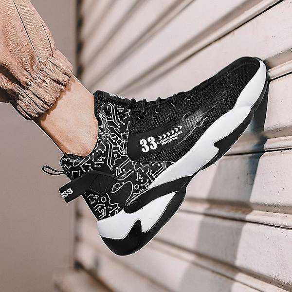 Basketskor för män Mode Halkfria sneakers Andas Pojkar Flickor Sportskor 266 Black 40