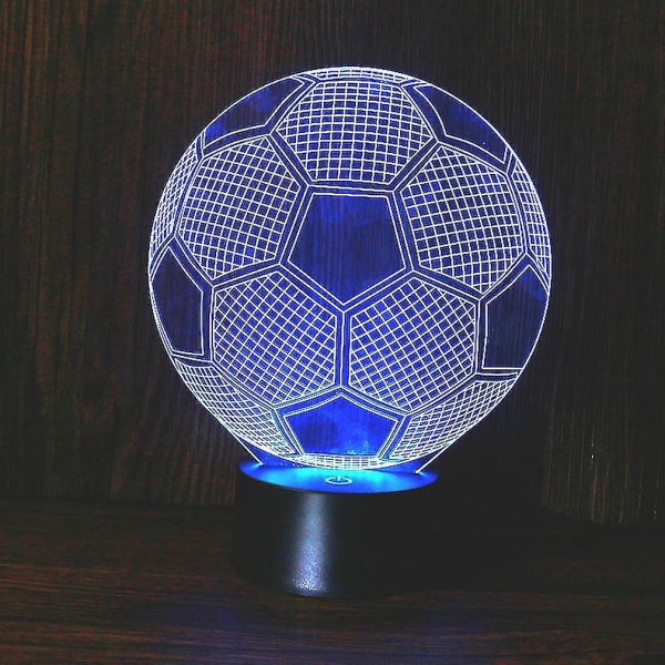 Fotboll Led Nattlampa Barn Sovrum 3D Bordslampa
