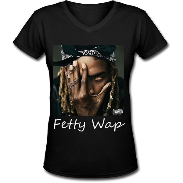 Fetty Wap tecknad V-hals kortärmad t-shirt för kvinnor 3XL