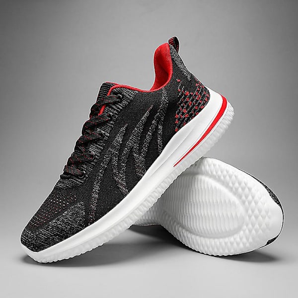 Herr Fly Weaving Sneakers Andas löparskor Mode Sportskor 3A706 BlackRed 41