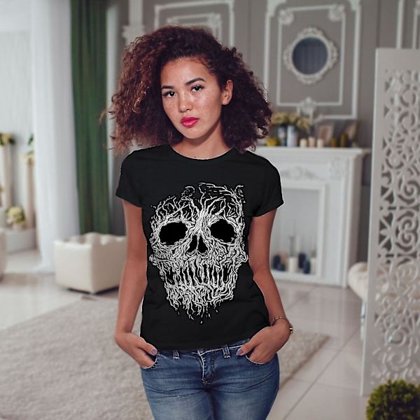 Tree Skull Horror Women Blackt-shirt M