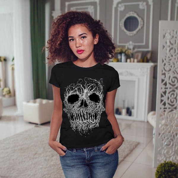 Tree Skull Horror Women Blackt-shirt S