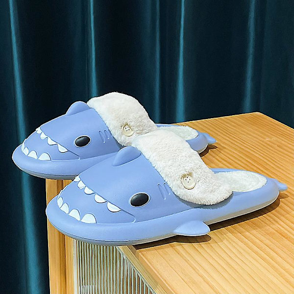Herr bomullstofflor vinter lätta husskor inomhus utomhus snöskor Blue 40-41