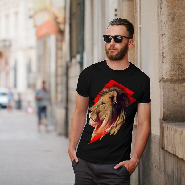 Tiger Head Face Animal Men Blackt-shirt XL
