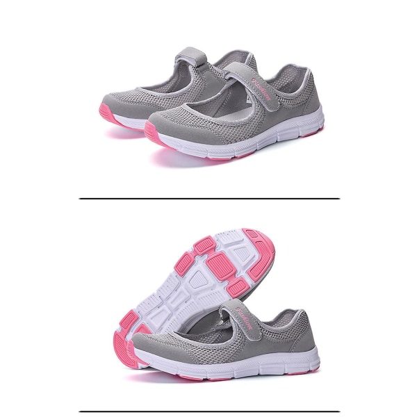 Arbetssköterskeskor Justerbara Andningsbara kilar Slip-on Walking Sneaker Fitness Casual Mary Jane Sneaker Light Grey EU 36