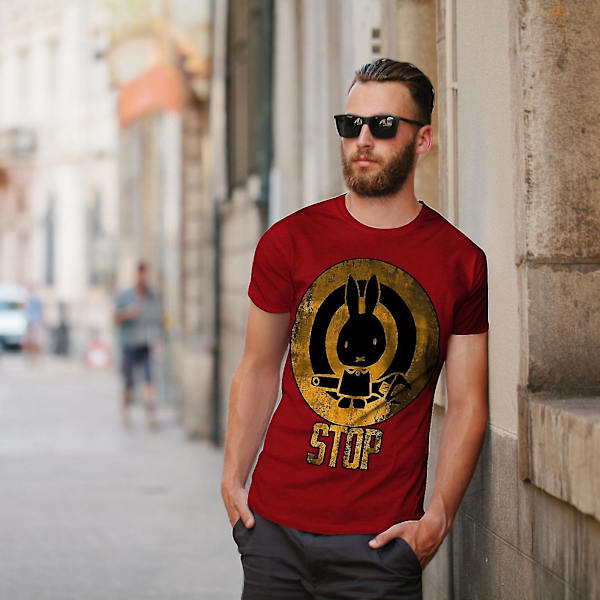 Buny Stop Worker Rolig män Röd tröja | Wellcoda 3XL