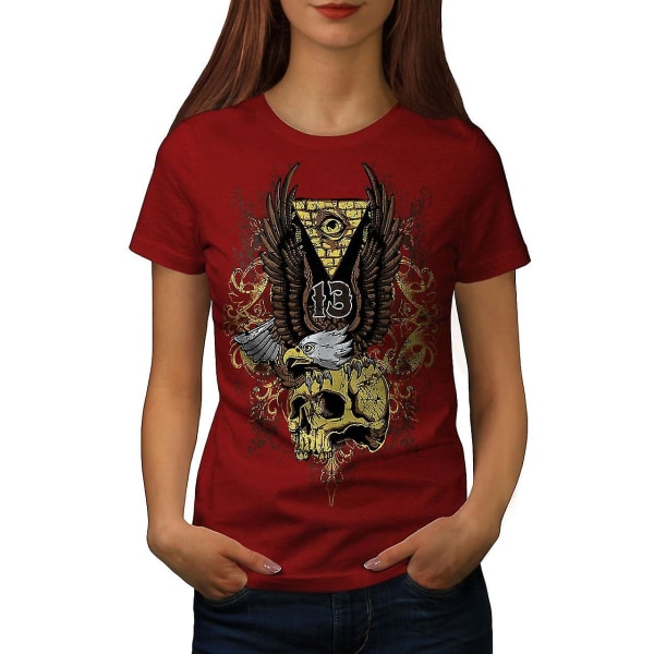 Triangel Eagle Skull Dam Röd-skjorta XXL